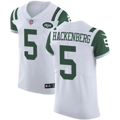 Nike Jets #5 Christian Hackenberg White Men's Stitched NFL Vapor Untouchable Elite Jersey - Click Image to Close